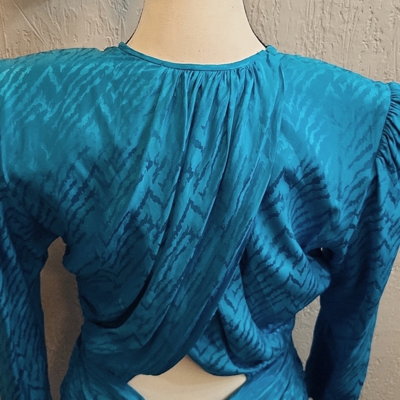 Vintage Adrianna Papell 100% Silk Animal Print Open Back Dress - Picture 8 of 12